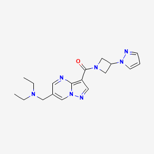 molecular formula C18H23N7O B5469211 N-ethyl-N-[(3-{[3-(1H-pyrazol-1-yl)azetidin-1-yl]carbonyl}pyrazolo[1,5-a]pyrimidin-6-yl)methyl]ethanamine 