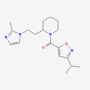 molecular formula C18H26N4O2 B5469228 1-[(3-isopropylisoxazol-5-yl)carbonyl]-2-[2-(2-methyl-1H-imidazol-1-yl)ethyl]piperidine 