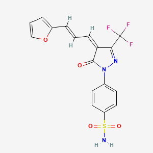 molecular formula C17H12F3N3O4S B5469260 4-[(4Z)-4-[(E)-3-(furan-2-yl)prop-2-enylidene]-5-oxo-3-(trifluoromethyl)pyrazol-1-yl]benzenesulfonamide 