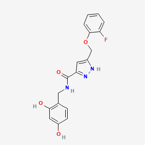 N-(2,4-dihydroxybenzyl)-5-[(2-fluorophenoxy)methyl]-1H-pyrazole-3-carboxamide