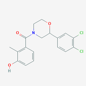 molecular formula C18H17Cl2NO3 B5469344 3-{[2-(3,4-dichlorophenyl)morpholin-4-yl]carbonyl}-2-methylphenol 