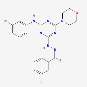 molecular formula C20H19BrIN7O B5469352 N-(3-BROMOPHENYL)-4-[(2Z)-2-[(3-IODOPHENYL)METHYLIDENE]HYDRAZIN-1-YL]-6-(MORPHOLIN-4-YL)-1,3,5-TRIAZIN-2-AMINE 