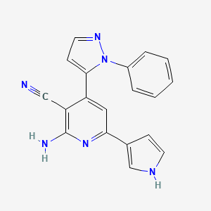 molecular formula C19H14N6 B5469381 2-amino-4-(1-phenyl-1H-pyrazol-5-yl)-6-(1H-pyrrol-3-yl)nicotinonitrile 