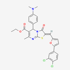 molecular formula C29H25Cl2N3O4S B5469441 ethyl (2Z)-2-[[5-(3,4-dichlorophenyl)furan-2-yl]methylidene]-5-[4-(dimethylamino)phenyl]-7-methyl-3-oxo-5H-[1,3]thiazolo[3,2-a]pyrimidine-6-carboxylate 