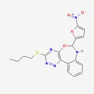 molecular formula C18H17N5O4S B5469619 3-(Butylsulfanyl)-6-(5-nitro-2-furyl)-6,7-dihydro[1,2,4]triazino[5,6-D][3,1]benzoxazepine 