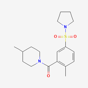 molecular formula C18H26N2O3S B5469662 4-methyl-1-[2-methyl-5-(1-pyrrolidinylsulfonyl)benzoyl]piperidine 