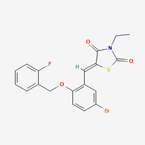 molecular formula C19H15BrFNO3S B5469690 5-{5-bromo-2-[(2-fluorobenzyl)oxy]benzylidene}-3-ethyl-1,3-thiazolidine-2,4-dione 