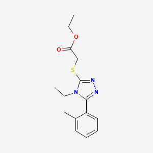 molecular formula C15H19N3O2S B5469696 ETHYL 2-{[4-ETHYL-5-(2-METHYLPHENYL)-4H-1,2,4-TRIAZOL-3-YL]SULFANYL}ACETATE 