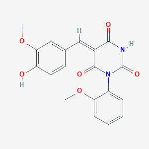 (5Z)-5-[(4-hydroxy-3-methoxyphenyl)methylidene]-1-(2-methoxyphenyl)-1,3-diazinane-2,4,6-trione