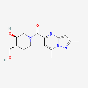 molecular formula C15H20N4O3 B5469948 (2,7-dimethylpyrazolo[1,5-a]pyrimidin-5-yl)-[(3R,4R)-3-hydroxy-4-(hydroxymethyl)piperidin-1-yl]methanone 