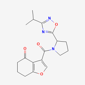 molecular formula C18H21N3O4 B5469991 3-{[2-(3-isopropyl-1,2,4-oxadiazol-5-yl)pyrrolidin-1-yl]carbonyl}-6,7-dihydro-1-benzofuran-4(5H)-one 