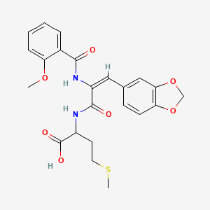 2-[[(E)-3-(1,3-benzodioxol-5-yl)-2-[(2-methoxybenzoyl)amino]prop-2-enoyl]amino]-4-methylsulfanylbutanoic acid