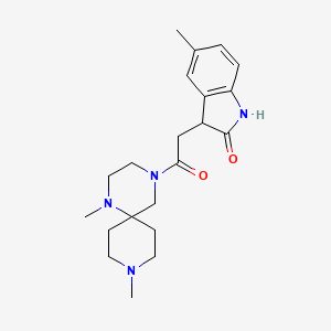 molecular formula C21H30N4O2 B5470085 3-[2-(1,9-dimethyl-1,4,9-triazaspiro[5.5]undec-4-yl)-2-oxoethyl]-5-methyl-1,3-dihydro-2H-indol-2-one 