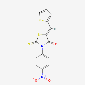 molecular formula C14H8N2O3S3 B5470354 (5Z)-3-(4-Nitrophenyl)-2-sulfanylidene-5-[(thiophen-2-YL)methylidene]-1,3-thiazolidin-4-one 