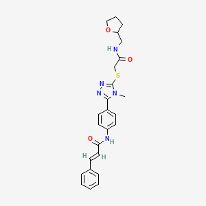 molecular formula C25H27N5O3S B5470370 (E)-N-[4-[4-methyl-5-[2-oxo-2-(oxolan-2-ylmethylamino)ethyl]sulfanyl-1,2,4-triazol-3-yl]phenyl]-3-phenylprop-2-enamide 