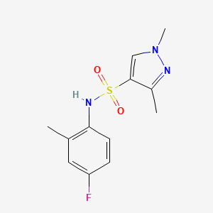 molecular formula C12H14FN3O2S B5470382 N-(4-FLUORO-2-METHYLPHENYL)-13-DIMETHYL-1H-PYRAZOLE-4-SULFONAMIDE 