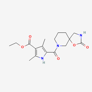 ethyl 2,4-dimethyl-5-[(2-oxo-1-oxa-3,7-diazaspiro[4.5]dec-7-yl)carbonyl]-1H-pyrrole-3-carboxylate