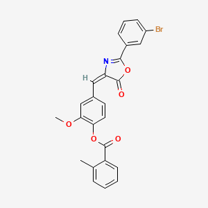 molecular formula C25H18BrNO5 B5470535 4-{[2-(3-bromophenyl)-5-oxo-1,3-oxazol-4(5H)-ylidene]methyl}-2-methoxyphenyl 2-methylbenzoate 