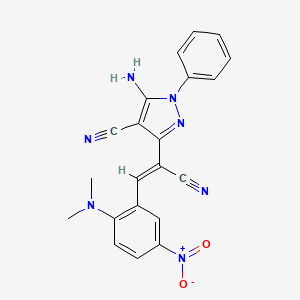 molecular formula C21H17N7O2 B5470646 5-amino-3-[(Z)-1-cyano-2-[2-(dimethylamino)-5-nitrophenyl]ethenyl]-1-phenylpyrazole-4-carbonitrile 