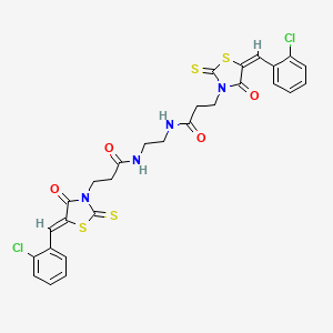 molecular formula C28H24Cl2N4O4S4 B5470755 N,N'-1,2-ethanediylbis{3-[5-(2-chlorobenzylidene)-4-oxo-2-thioxo-1,3-thiazolidin-3-yl]propanamide} 