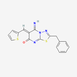 molecular formula C17H12N4OS2 B5470773 (6Z)-2-benzyl-5-imino-6-(thiophen-2-ylmethylidene)-[1,3,4]thiadiazolo[3,2-a]pyrimidin-7-one 