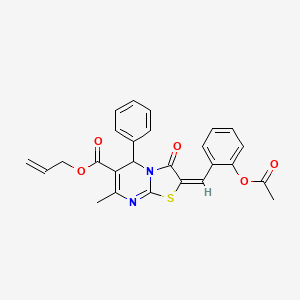 allyl (2E)-2-[2-(acetyloxy)benzylidene]-7-methyl-3-oxo-5-phenyl-2,3-dihydro-5H-[1,3]thiazolo[3,2-a]pyrimidine-6-carboxylate