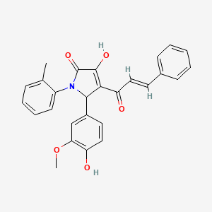 molecular formula C27H23NO5 B5470832 4-cinnamoyl-3-hydroxy-5-(4-hydroxy-3-methoxyphenyl)-1-(2-methylphenyl)-1,5-dihydro-2H-pyrrol-2-one 