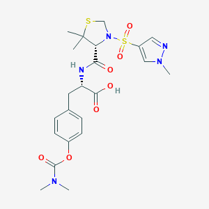 (2S)-3-[4-(dimethylcarbamoyloxy)phenyl]-2-[[(4R)-5,5-dimethyl-3-(1-methylpyrazol-4-yl)sulfonyl-1,3-thiazolidine-4-carbonyl]amino]propanoic acid
