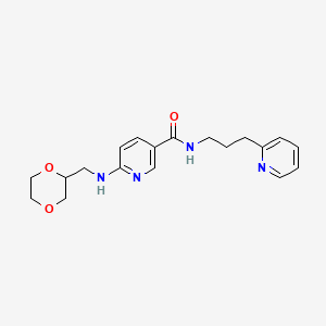 molecular formula C19H24N4O3 B5470890 6-[(1,4-dioxan-2-ylmethyl)amino]-N-(3-pyridin-2-ylpropyl)nicotinamide 