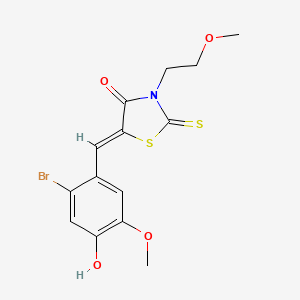 molecular formula C14H14BrNO4S2 B5470947 5-(2-bromo-4-hydroxy-5-methoxybenzylidene)-3-(2-methoxyethyl)-2-thioxo-1,3-thiazolidin-4-one 