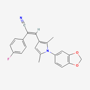 (E)-3-[1-(1,3-benzodioxol-5-yl)-2,5-dimethylpyrrol-3-yl]-2-(4-fluorophenyl)prop-2-enenitrile