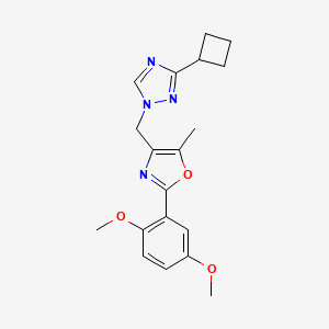 molecular formula C19H22N4O3 B5471010 3-cyclobutyl-1-{[2-(2,5-dimethoxyphenyl)-5-methyl-1,3-oxazol-4-yl]methyl}-1H-1,2,4-triazole 