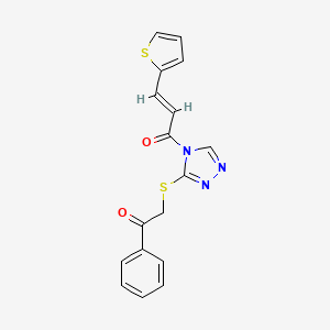 1-phenyl-2-({4-[3-(2-thienyl)acryloyl]-4H-1,2,4-triazol-3-yl}thio)ethanone