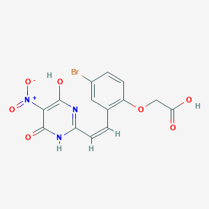 {4-bromo-2-[2-(4-hydroxy-5-nitro-6-oxo-1,6-dihydro-2-pyrimidinyl)vinyl]phenoxy}acetic acid