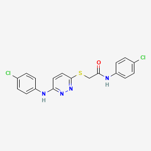 molecular formula C18H14Cl2N4OS B5471133 N-(4-chlorophenyl)-2-({6-[(4-chlorophenyl)amino]-3-pyridazinyl}thio)acetamide 