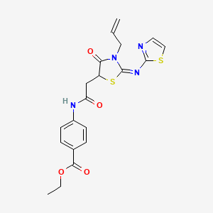 molecular formula C20H20N4O4S2 B5471186 ethyl 4-({[3-allyl-4-oxo-2-(1,3-thiazol-2-ylimino)-1,3-thiazolidin-5-yl]acetyl}amino)benzoate 