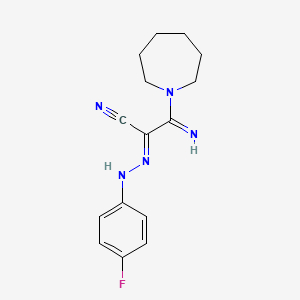 molecular formula C15H18FN5 B5471251 (E)-2-(AZEPAN-1-YL)-N-(4-FLUOROPHENYL)-2-IMINOETHANECARBOHYDRAZONOYL CYANIDE 