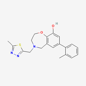 molecular formula C20H21N3O2S B5471280 7-(2-methylphenyl)-4-[(5-methyl-1,3,4-thiadiazol-2-yl)methyl]-2,3,4,5-tetrahydro-1,4-benzoxazepin-9-ol 