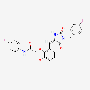 2-(2-{[1-(4-fluorobenzyl)-2,5-dioxo-4-imidazolidinylidene]methyl}-6-methoxyphenoxy)-N-(4-fluorophenyl)acetamide