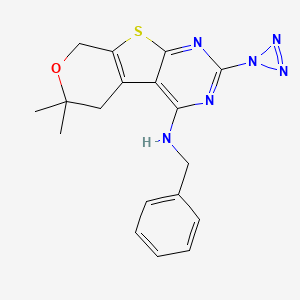 molecular formula C18H18N6OS B5471295 N-benzyl-12,12-dimethyl-5-(triazirin-1-yl)-11-oxa-8-thia-4,6-diazatricyclo[7.4.0.02,7]trideca-1(9),2,4,6-tetraen-3-amine 