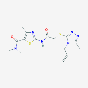 molecular formula C15H20N6O2S2 B5471336 2-({[(4-ALLYL-5-METHYL-4H-1,2,4-TRIAZOL-3-YL)SULFANYL]ACETYL}AMINO)-N,N,4-TRIMETHYL-1,3-THIAZOLE-5-CARBOXAMIDE 