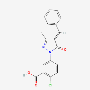 molecular formula C18H13ClN2O3 B5471354 5-[(4E)-4-benzylidene-3-methyl-5-oxopyrazol-1-yl]-2-chlorobenzoic acid 