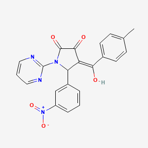 molecular formula C22H16N4O5 B5471617 3-hydroxy-4-(4-methylbenzoyl)-5-(3-nitrophenyl)-1-(2-pyrimidinyl)-1,5-dihydro-2H-pyrrol-2-one 