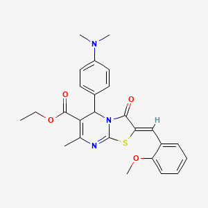 ethyl 5-[4-(dimethylamino)phenyl]-2-(2-methoxybenzylidene)-7-methyl-3-oxo-2,3-dihydro-5H-[1,3]thiazolo[3,2-a]pyrimidine-6-carboxylate