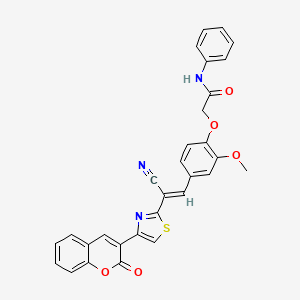 2-(4-{2-cyano-2-[4-(2-oxo-2H-chromen-3-yl)-1,3-thiazol-2-yl]vinyl}-2-methoxyphenoxy)-N-phenylacetamide