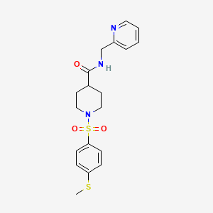 molecular formula C19H23N3O3S2 B5471988 1-{[4-(methylthio)phenyl]sulfonyl}-N-(2-pyridinylmethyl)-4-piperidinecarboxamide 