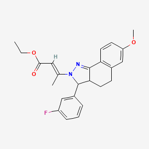 molecular formula C24H25FN2O3 B5472131 Ethyl (2E)-3-[3-(3-fluorophenyl)-7-methoxy-2H,3H,3AH,4H,5H-benzo[G]indazol-2-YL]but-2-enoate 