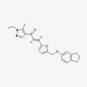 (E)-3-{5-[(2,3-DIHYDRO-1H-INDEN-5-YLOXY)METHYL]-2-FURYL}-1-(1-ETHYL-5-METHYL-1H-PYRAZOL-4-YL)-2-PROPEN-1-ONE