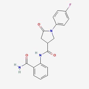 N-(2-carbamoylphenyl)-1-(4-fluorophenyl)-5-oxopyrrolidine-3-carboxamide