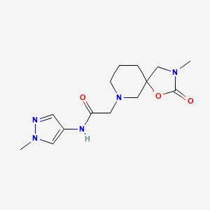 molecular formula C14H21N5O3 B5472441 2-(3-methyl-2-oxo-1-oxa-3,7-diazaspiro[4.5]dec-7-yl)-N-(1-methyl-1H-pyrazol-4-yl)acetamide 